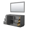 Icon 60 Inch Single Bathroom Vanity In Dark Gray, No Countertop, No Sink, Brushed Nickel Trim, 58 Inch Mirror