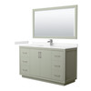 Icon 60 Inch Single Bathroom Vanity In Light Green, Carrara Cultured Marble Countertop, Undermount Square Sink, Brushed Nickel Trim, 58 Inch Mirror