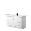 Icon 60 Inch Single Bathroom Vanity In White, White Cultured Marble Countertop, Undermount Square Sink, Matte Black Trim