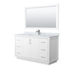Icon 60 Inch Single Bathroom Vanity In White, White Carrara Marble Countertop, Undermount Square Sink, Brushed Nickel Trim, 58 Inch Mirror