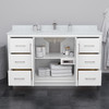 Icon 60 Inch Single Bathroom Vanity In White, White Cultured Marble Countertop, Undermount Square Sink, Satin Bronze Trim