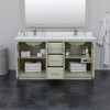 Icon 66 Inch Double Bathroom Vanity In Light Green, No Countertop, No Sink, Brushed Nickel Trim, 58 Inch Mirror