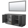 Icon 72 Inch Double Bathroom Vanity In Dark Gray, No Countertop, No Sink, Brushed Nickel Trim, 70 Inch Mirror
