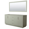 Icon 72 Inch Double Bathroom Vanity In Light Green, No Countertop, No Sink, Brushed Nickel Trim, 70 Inch Mirror