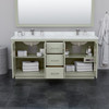 Icon 72 Inch Double Bathroom Vanity In Light Green, No Countertop, No Sink, Brushed Nickel Trim, 70 Inch Mirror