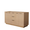 Maroni 60 Inch Double Bathroom Vanity In Light Straw, No Countertop, No Sink, Matte Black Trim