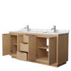 Maroni 72 Inch Double Bathroom Vanity In Light Straw, White Carrara Marble Countertop, Undermount Square Sinks