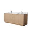 Maroni 80 Inch Double Bathroom Vanity In Light Straw, White Carrara Marble Countertop, Undermount Square Sinks