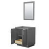 Miranda 30 Inch Single Bathroom Vanity In Dark Gray, No Countertop, No Sink, Brushed Nickel Trim, 24 Inch Mirror