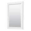 Miranda 30 Inch Single Bathroom Vanity In White, 1.25 Inch Thick Matte White Solid Surface Countertop, Integrated Sink, Matte Black Trim, 24 Inch Mirror