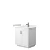 Miranda 30 Inch Single Bathroom Vanity In White, Carrara Cultured Marble Countertop, Undermount Square Sink, Brushed Nickel Trim