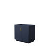 Miranda 36 Inch Single Bathroom Vanity In Dark Blue, No Countertop, No Sink, Brushed Gold Trim