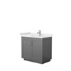Miranda 36 Inch Single Bathroom Vanity In Dark Gray, White Cultured Marble Countertop, Undermount Square Sink, Brushed Nickel Trim