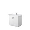 Miranda 36 Inch Single Bathroom Vanity In White, White Cultured Marble Countertop, Undermount Square Sink, Matte Black Trim