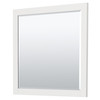 Miranda 36 Inch Single Bathroom Vanity In White, 1.25 Inch Thick Matte White Solid Surface Countertop, Integrated Sink, Brushed Gold Trim, 34 Inch Mirror