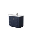Miranda 42 Inch Single Bathroom Vanity In Dark Blue, White Cultured Marble Countertop, Undermount Square Sink, Brushed Nickel Trim
