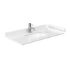 Miranda 42 Inch Single Bathroom Vanity In White, Carrara Cultured Marble Countertop, Undermount Square Sink, Brushed Nickel Trim, 34 Inch Mirror