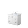 Miranda 42 Inch Single Bathroom Vanity In White, White Carrara Marble Countertop, Undermount Square Sink, Brushed Nickel Trim