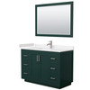 Miranda 48 Inch Single Bathroom Vanity In Green, Carrara Cultured Marble Countertop, Undermount Square Sink, Brushed Nickel Trim, 46 Inch Mirror