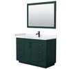 Miranda 48 Inch Single Bathroom Vanity In Green, Carrara Cultured Marble Countertop, Undermount Square Sink, Matte Black Trim, 46 Inch Mirror