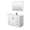 Miranda 48 Inch Single Bathroom Vanity In White, Carrara Cultured Marble Countertop, Undermount Square Sink, Matte Black Trim, 46 Inch Mirror