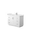 Miranda 48 Inch Single Bathroom Vanity In White, White Cultured Marble Countertop, Undermount Square Sink, Brushed Nickel Trim