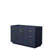 Miranda 54 Inch Single Bathroom Vanity In Dark Blue, No Countertop, No Sink, Brushed Gold Trim