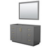 Miranda 54 Inch Single Bathroom Vanity In Dark Gray, No Countertop, No Sink, Brushed Gold Trim, 46 Inch Mirror