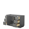 Miranda 54 Inch Single Bathroom Vanity In Dark Gray, No Countertop, No Sink, Brushed Gold Trim