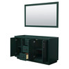 Miranda 60 Inch Double Bathroom Vanity In Green, No Countertop, No Sink, Matte Black Trim, 58 Inch Mirror