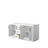 Miranda 60 Inch Double Bathroom Vanity In White, No Countertop, No Sink, Matte Black Trim