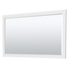 Miranda 60 Inch Single Bathroom Vanity In White, 1.25 Inch Thick Matte White Solid Surface Countertop, Integrated Sink, Brushed Gold Trim, 58 Inch Mirror