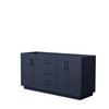 Miranda 66 Inch Double Bathroom Vanity In Dark Blue, No Countertop, No Sink, Matte Black Trim