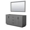 Miranda 66 Inch Double Bathroom Vanity In Dark Gray, No Countertop, No Sink, Matte Black Trim, 58 Inch Mirror