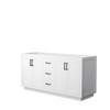 Miranda 66 Inch Double Bathroom Vanity In White, No Countertop, No Sink, Matte Black Trim