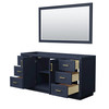 Miranda 66 Inch Single Bathroom Vanity In Dark Blue, No Countertop, No Sink, Brushed Gold Trim, 58 Inch Mirror