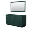 Miranda 66 Inch Single Bathroom Vanity In Green, No Countertop, No Sink, Brushed Gold Trim, 58 Inch Mirror