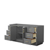 Miranda 66 Inch Single Bathroom Vanity In Dark Gray, No Countertop, No Sink, Brushed Gold Trim