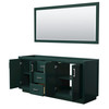 Miranda 72 Inch Double Bathroom Vanity In Green, No Countertop, No Sink, Brushed Nickel Trim, 70 Inch Mirror