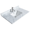 Strada 36 Inch Single Bathroom Vanity In Dark Gray, White Carrara Marble Countertop, Undermount Square Sink, Brushed Nickel Trim, 34 Inch Mirror
