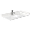 Strada 36 Inch Single Bathroom Vanity In White, Carrara Cultured Marble Countertop, Undermount Square Sink, Brushed Nickel Trim