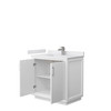 Strada 36 Inch Single Bathroom Vanity In White, White Cultured Marble Countertop, Undermount Square Sink, Brushed Nickel Trim
