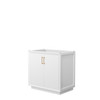 Strada 36 Inch Single Bathroom Vanity In White, No Countertop, No Sink, Satin Bronze Trim
