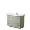 Strada 48 Inch Single Bathroom Vanity In Light Green, White Cultured Marble Countertop, Undermount Square Sink, Brushed Nickel Trim