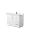 Strada 48 Inch Single Bathroom Vanity In White, White Cultured Marble Countertop, Undermount Square Sink, Brushed Nickel Trim