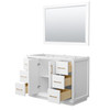 Strada 48 Inch Single Bathroom Vanity In White, No Countertop, No Sink, Satin Bronze Trim, 46 Inch Mirror