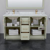 Strada 60 Inch Double Bathroom Vanity In Light Green, No Countertop, No Sink, Brushed Nickel Trim