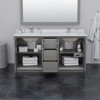 Strada 66 Inch Double Bathroom Vanity In Dark Gray, No Countertop, No Sink, Satin Bronze Trim