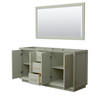 Strada 66 Inch Double Bathroom Vanity In Light Green, No Countertop, No Sink, Satin Bronze Trim, 58 Inch Mirror