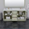 Strada 72 Inch Double Bathroom Vanity In Light Green, No Countertop, No Sink, Matte Black Trim, 70 Inch Mirror